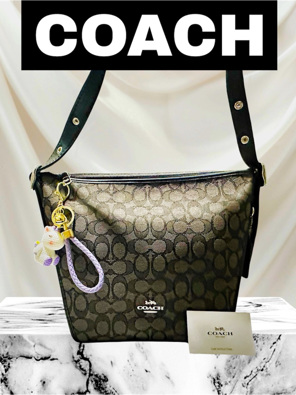 Rare Coach Y2K Brown Signature Crossbody Bag - Brown leather and canvas - Picture 4 of 17